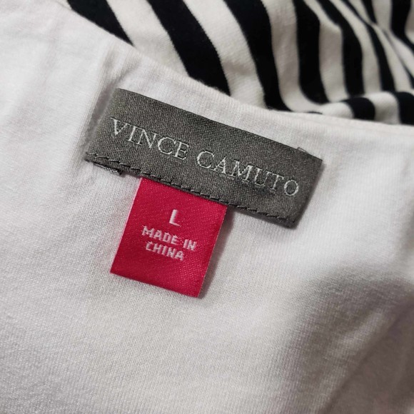 Vince Camuto size Large Black and White Striped Sleeveless Asymmetrical Dress - Picture 4 of 7